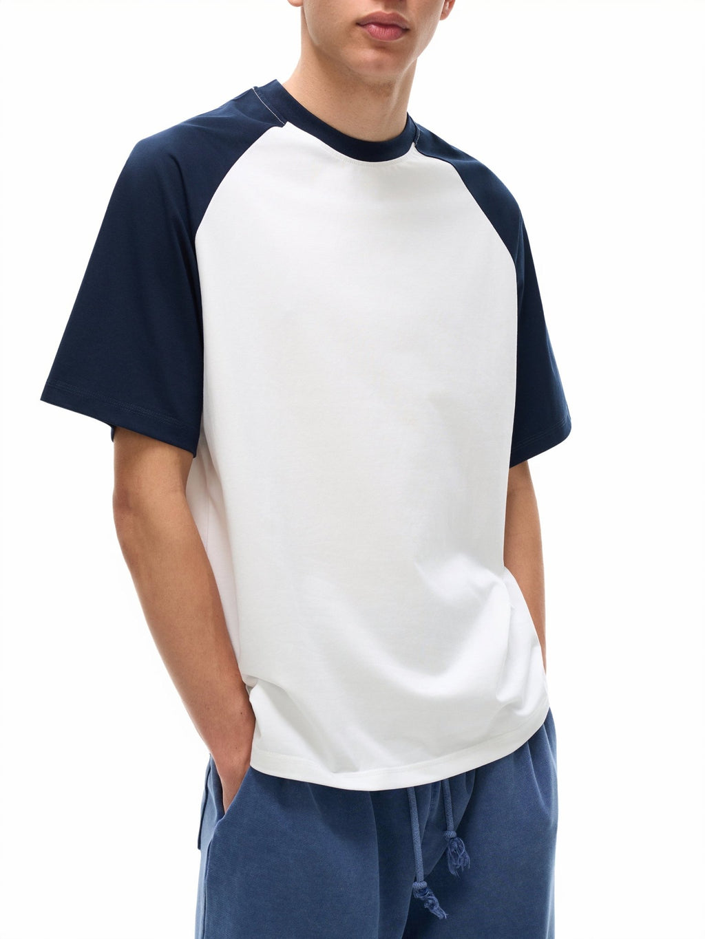 Color - Blocked Raglan Sleeve T-shirt - IVORYFLOW