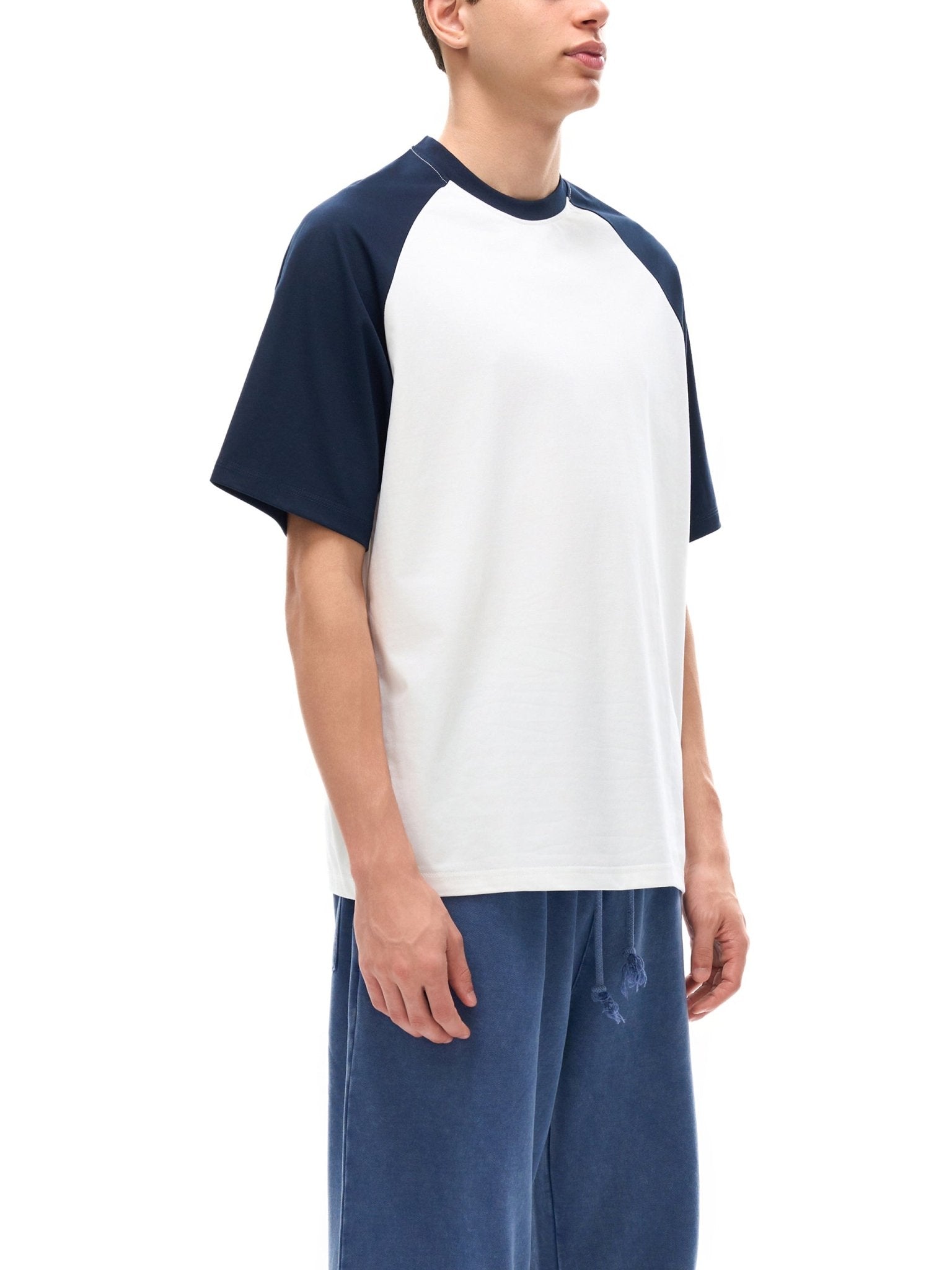 Color - Blocked Raglan Sleeve T-shirt - IVORYFLOW