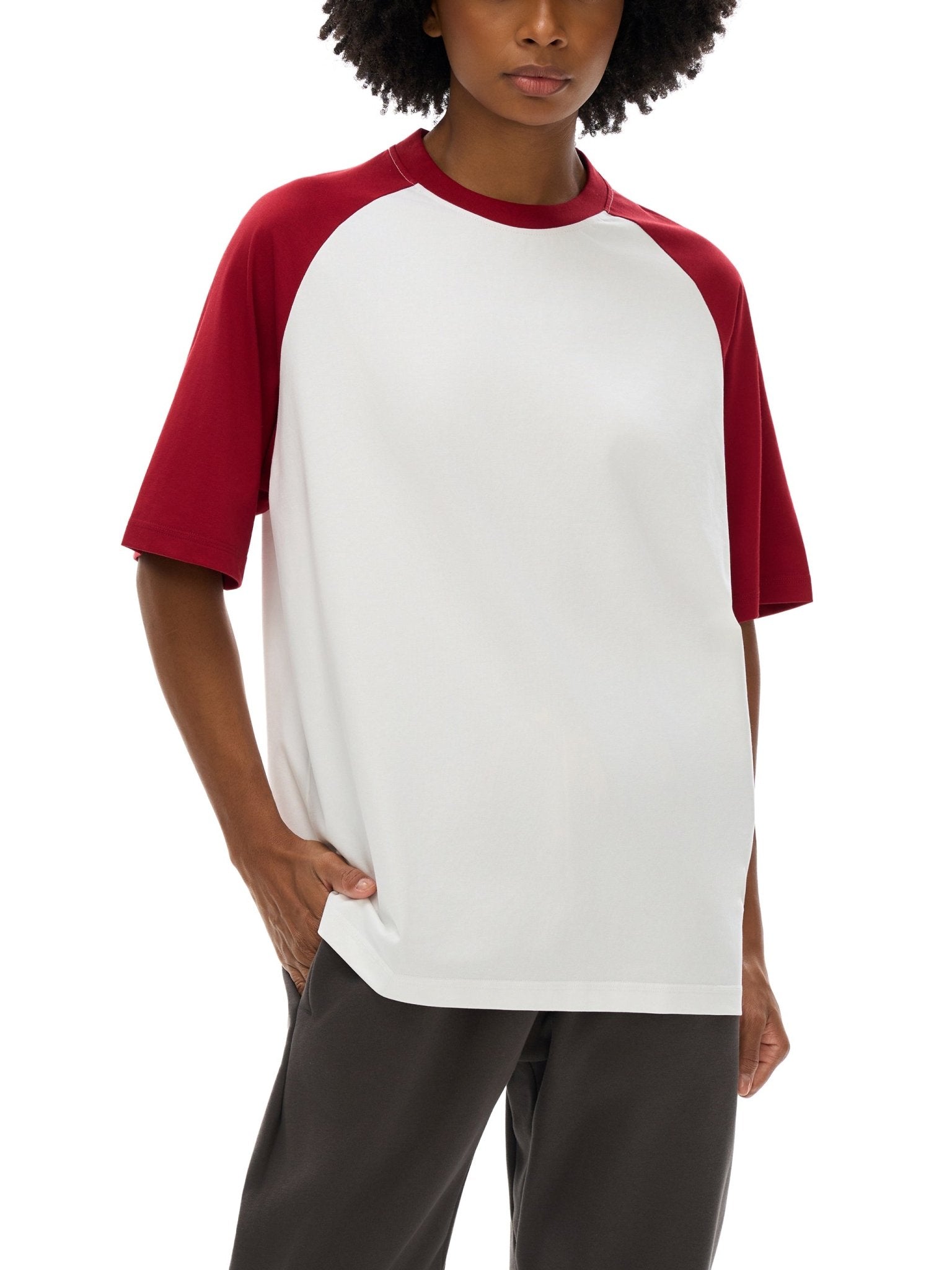 Color - Blocked Raglan Sleeve T-shirt - IVORYFLOW