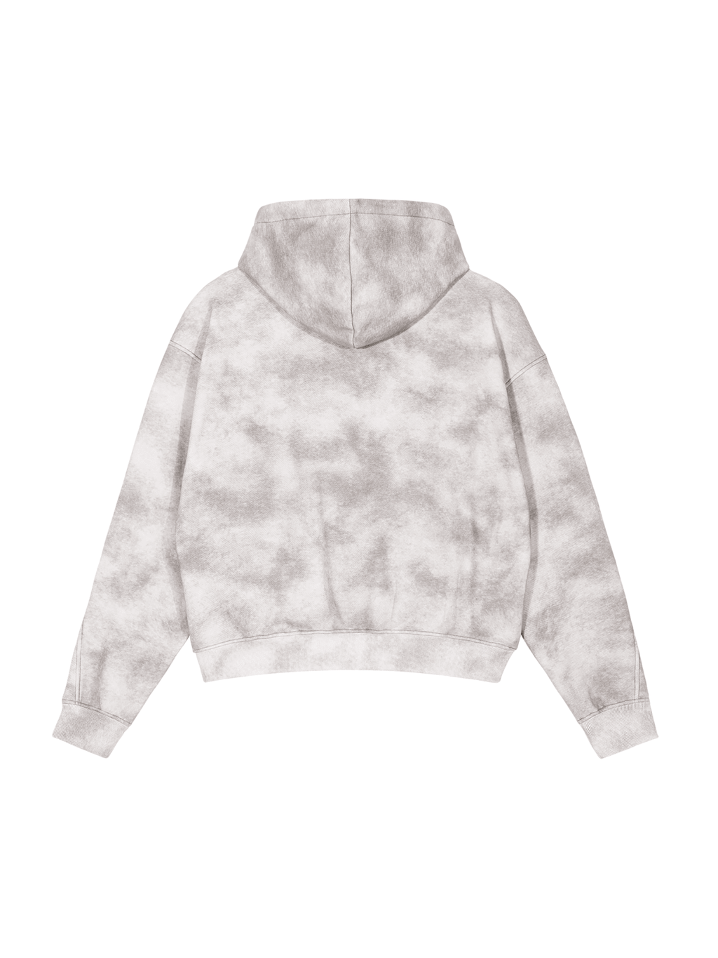 Dirty Washed Boxy Zip - up Fleece Hoodie - IVORYFLOW