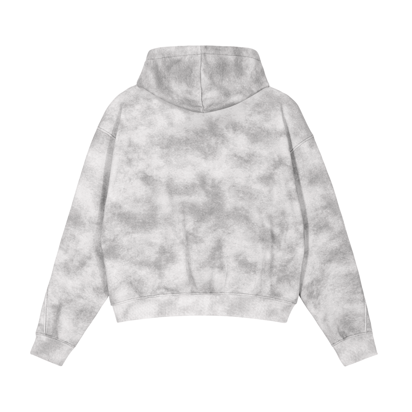 Dirty Washed Boxy Zip - up Fleece Hoodie - IVORYFLOW