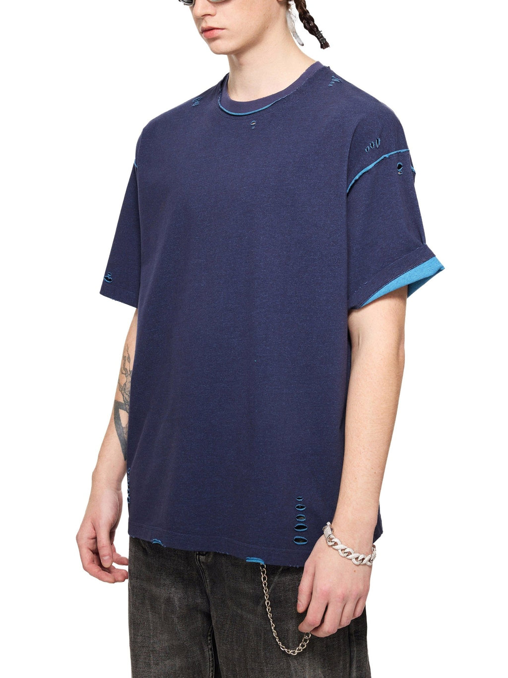 Hand - frayed Reversible T-shirt - IVORYFLOW