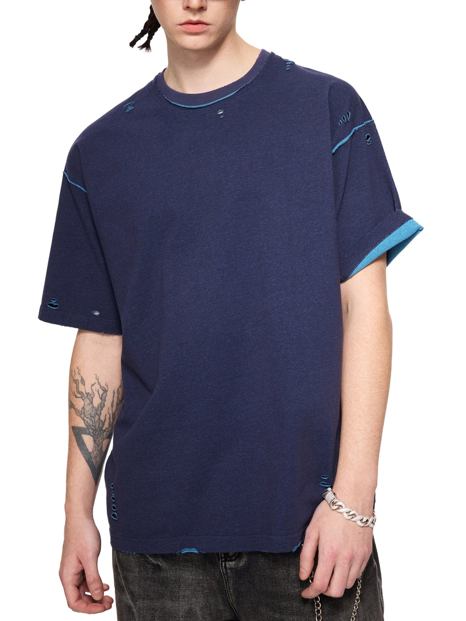 Hand - frayed Reversible T-shirt - IVORYFLOW