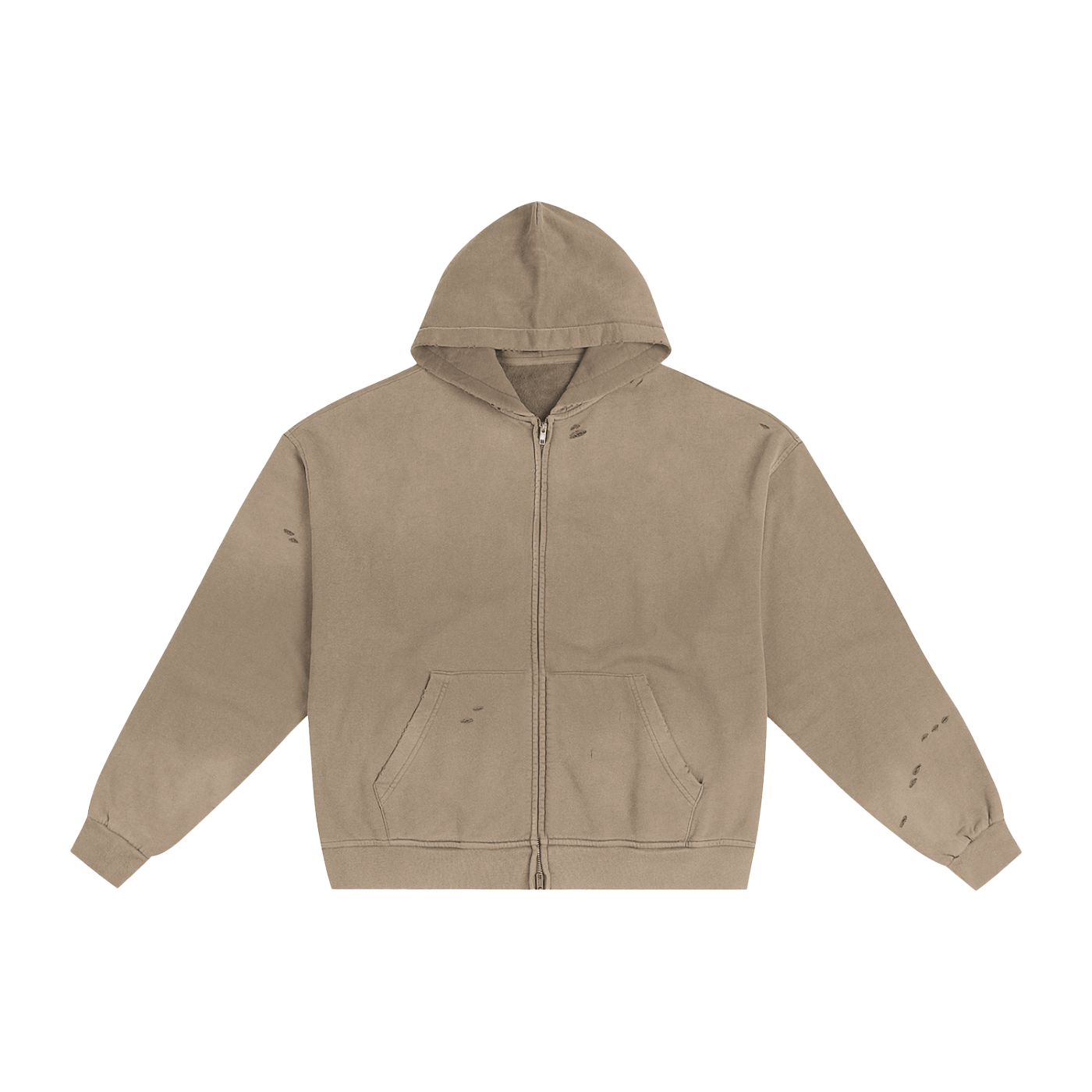 Hand - Frayed Sunfade Zip Hoodie - IVORYFLOW