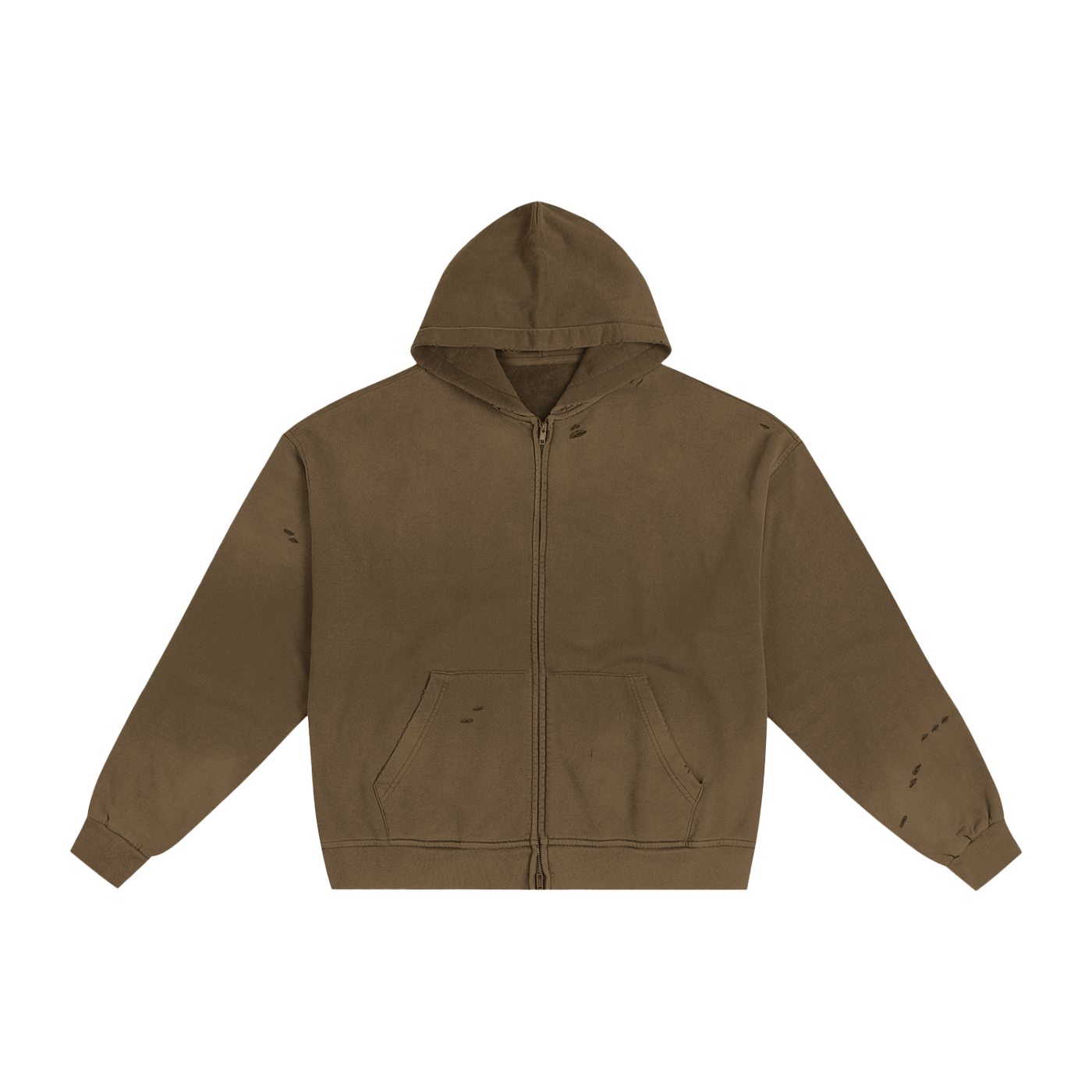 Hand - Frayed Sunfade Zip Hoodie - IVORYFLOW