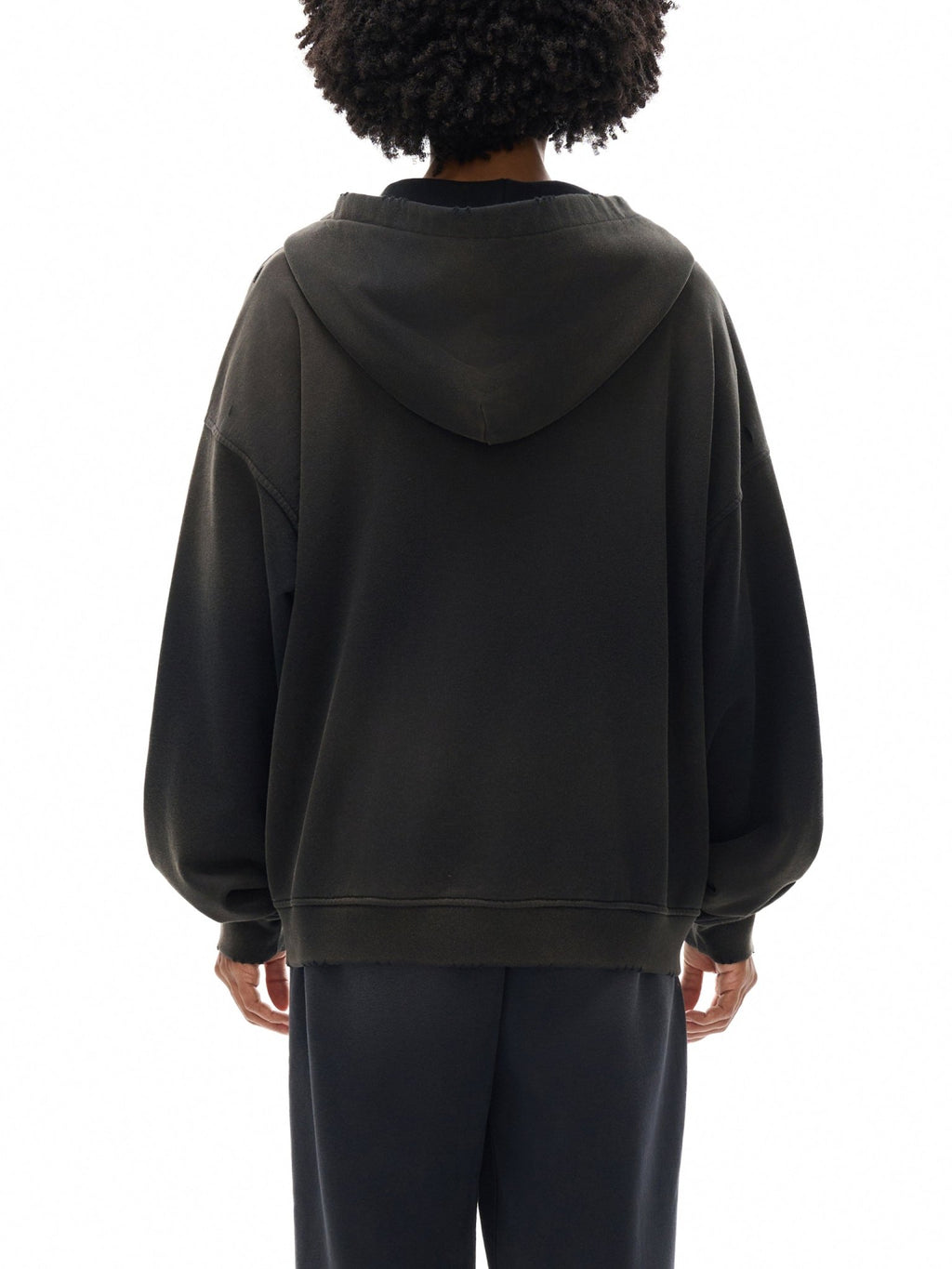 Hand - Frayed Sunfade Zip Hoodie - IVORYFLOW