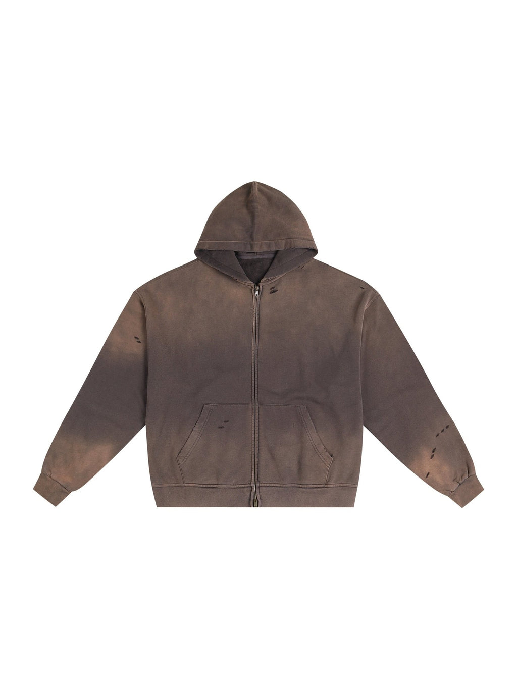 Hand - Frayed Sunfade Zip Hoodie - IVORYFLOW