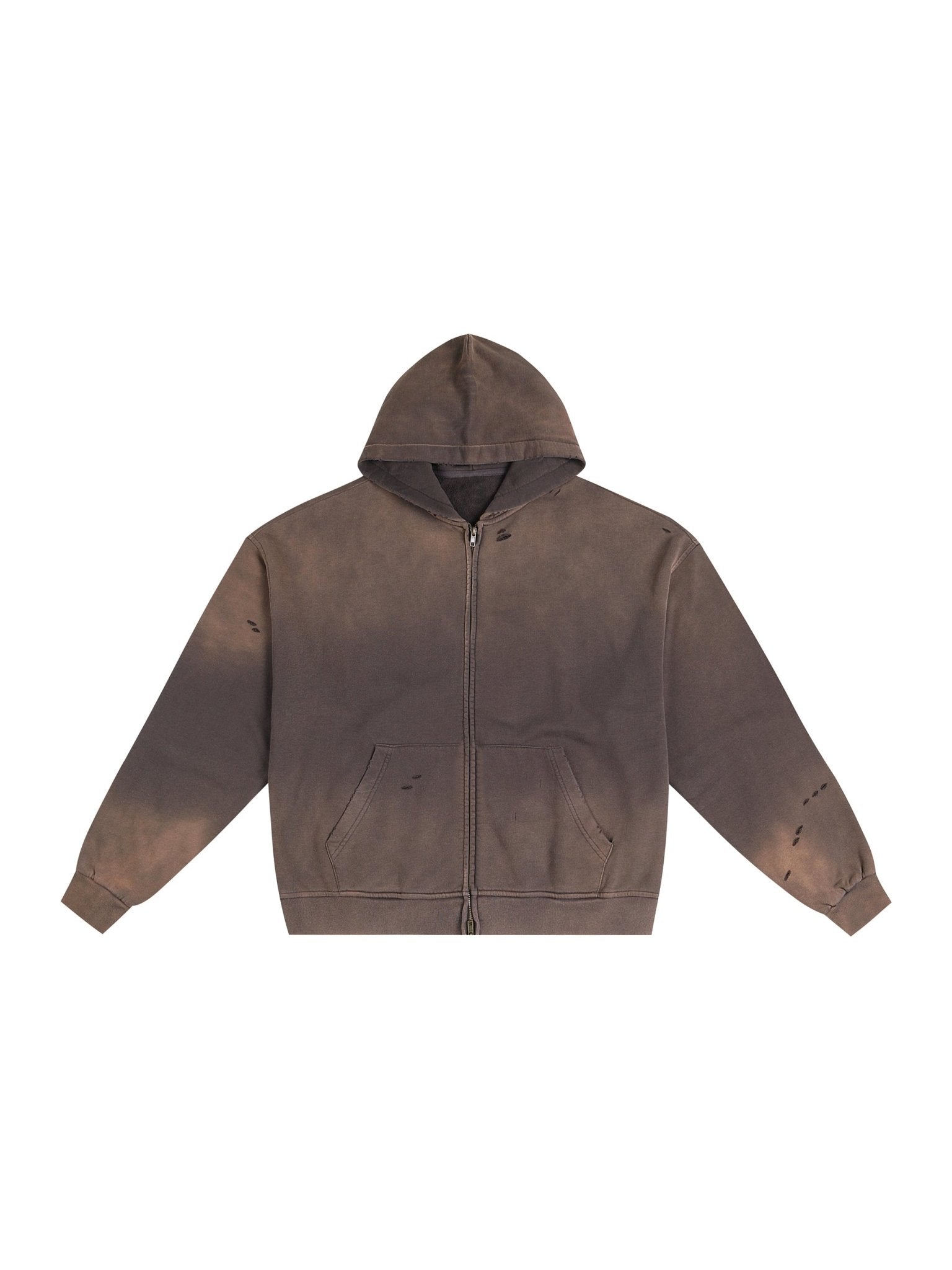Hand - Frayed Sunfade Zip Hoodie - IVORYFLOW