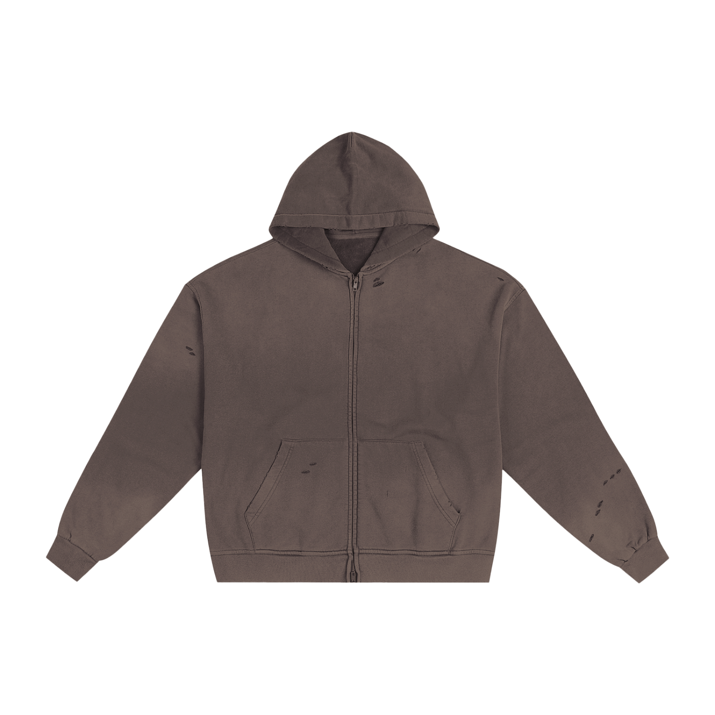 Hand - Frayed Sunfade Zip Hoodie - IVORYFLOW