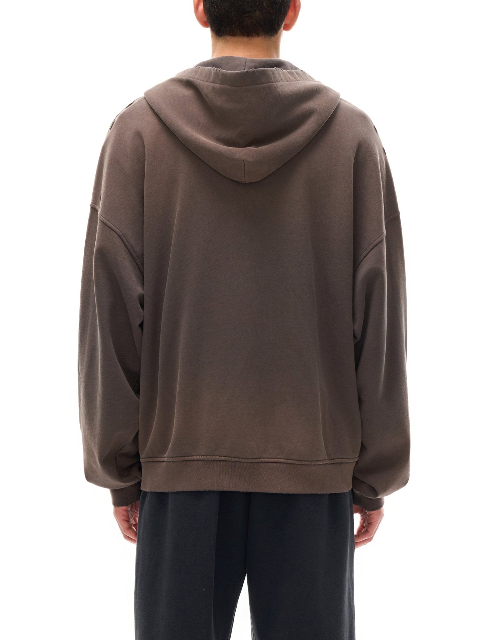 Hand - Frayed Sunfade Zip Hoodie - IVORYFLOW