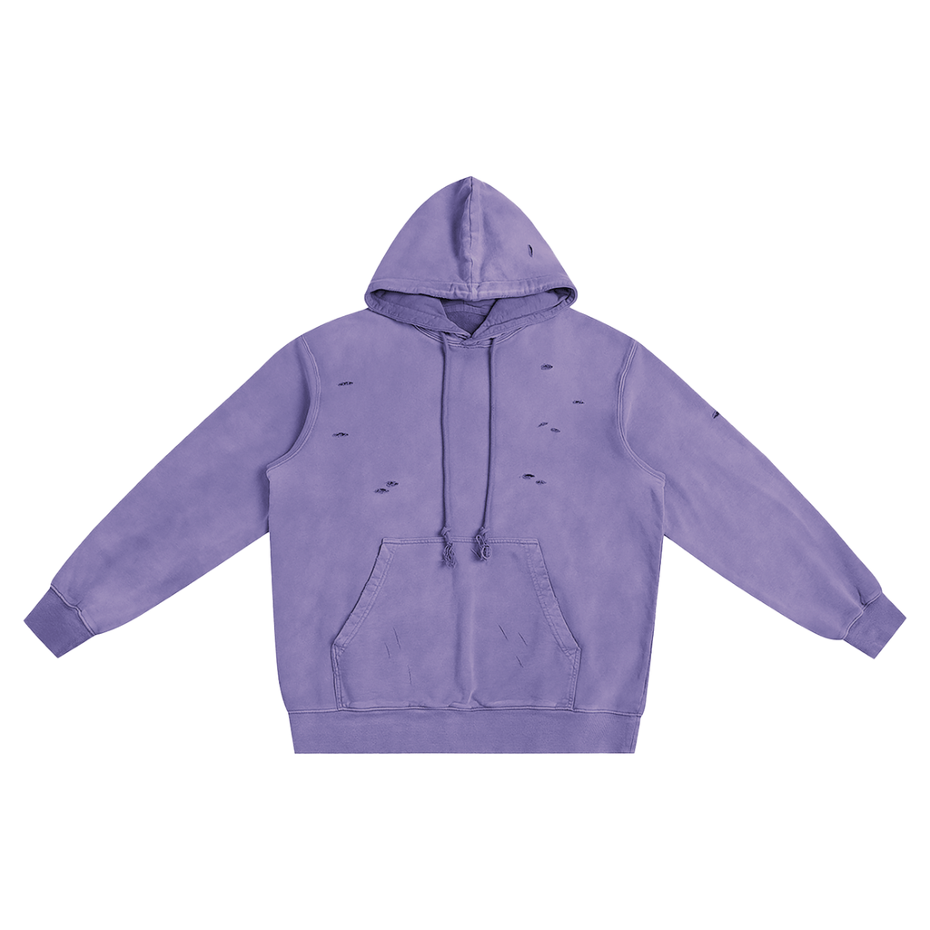Heavyweight Pure Cotton Hand - Frayed Monkey Washed Hoodie - IVORYFLOW