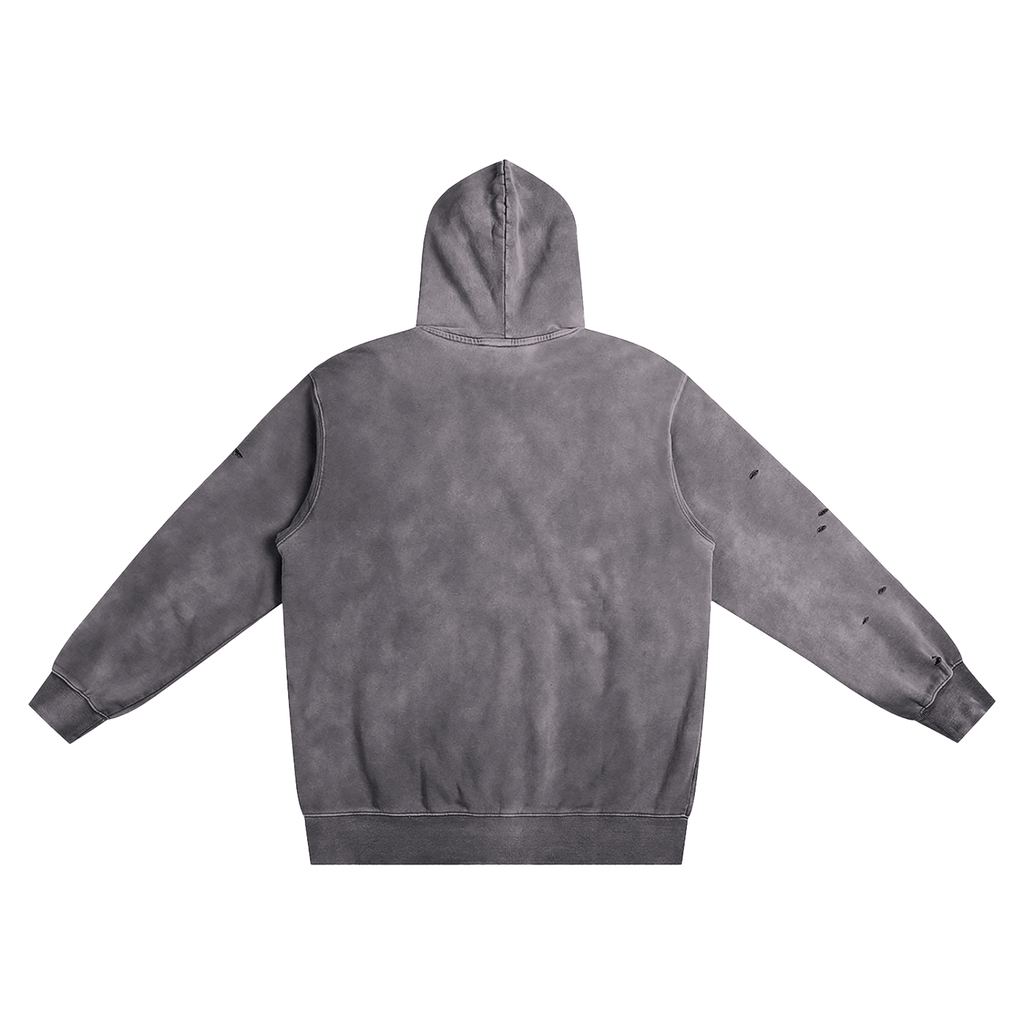 Heavyweight Pure Cotton Hand - Frayed Monkey Washed Hoodie - IVORYFLOW