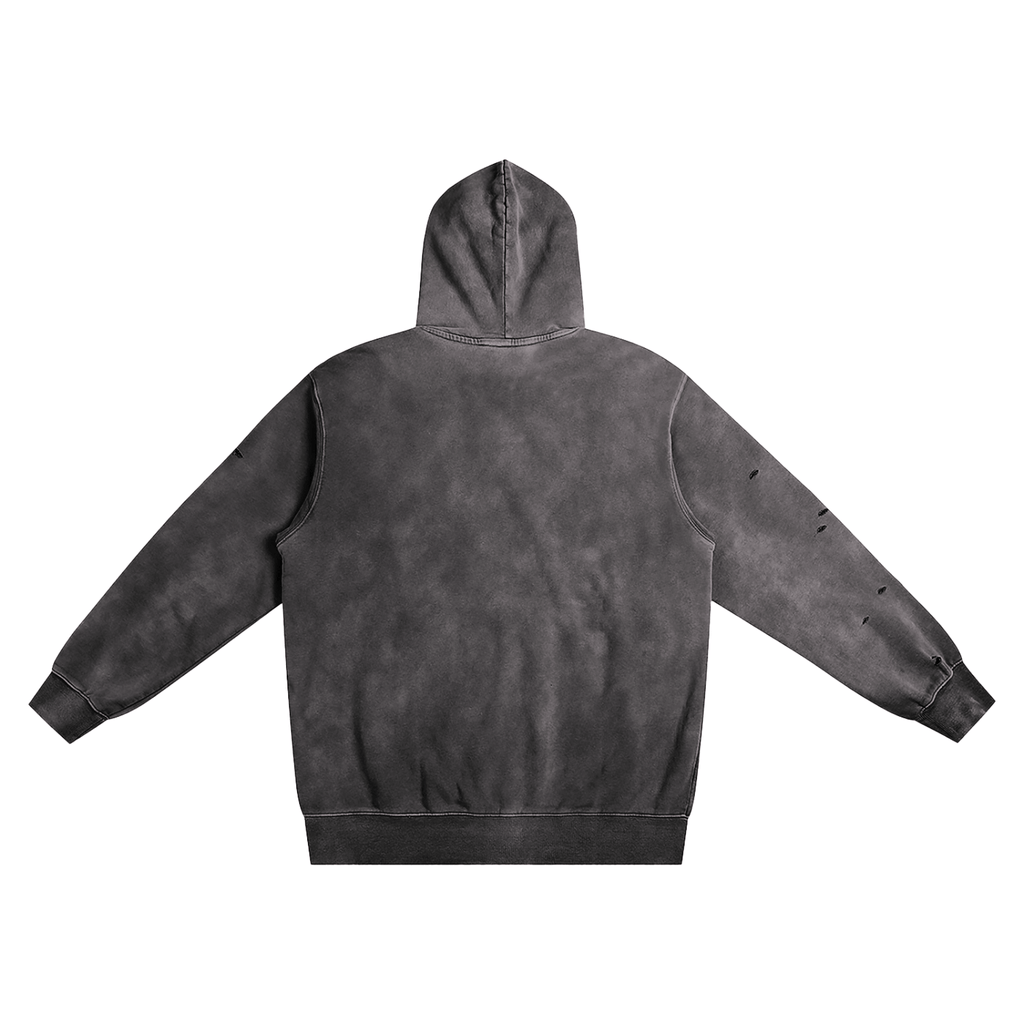 Heavyweight Pure Cotton Hand - Frayed Monkey Washed Hoodie - IVORYFLOW