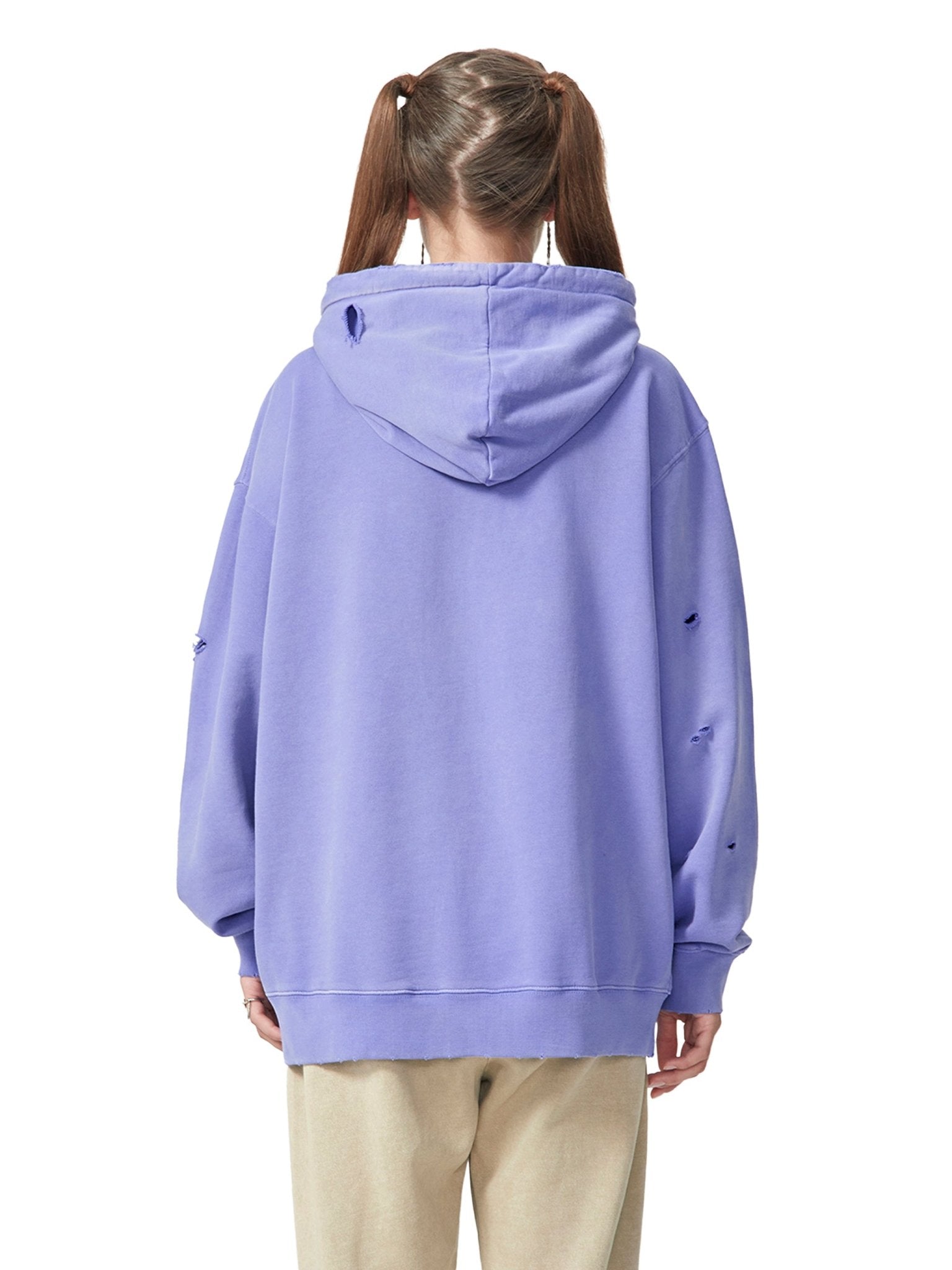 Heavyweight Pure Cotton Hand - Frayed Monkey Washed Hoodie - IVORYFLOW