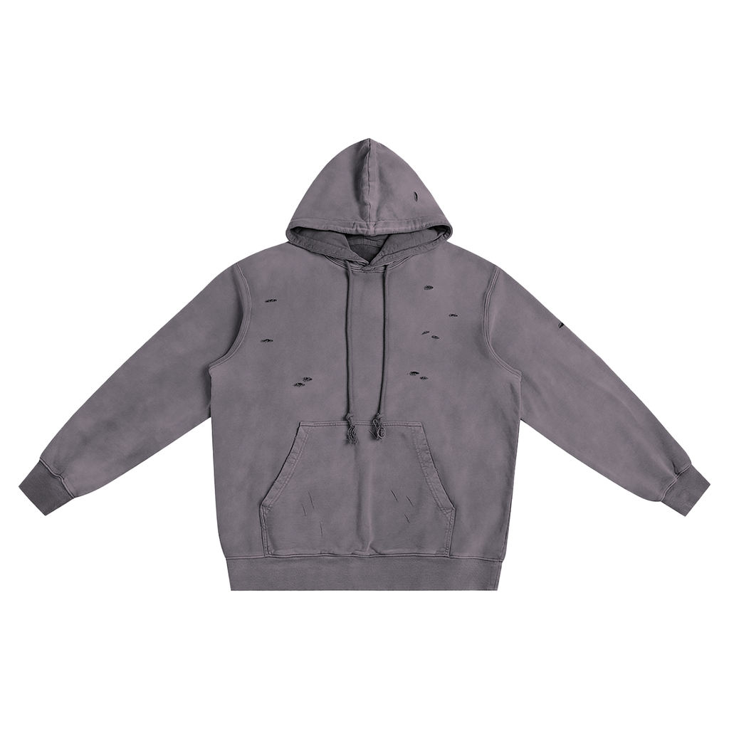 Heavyweight Pure Cotton Hand - Frayed Monkey Washed Hoodie - IVORYFLOW