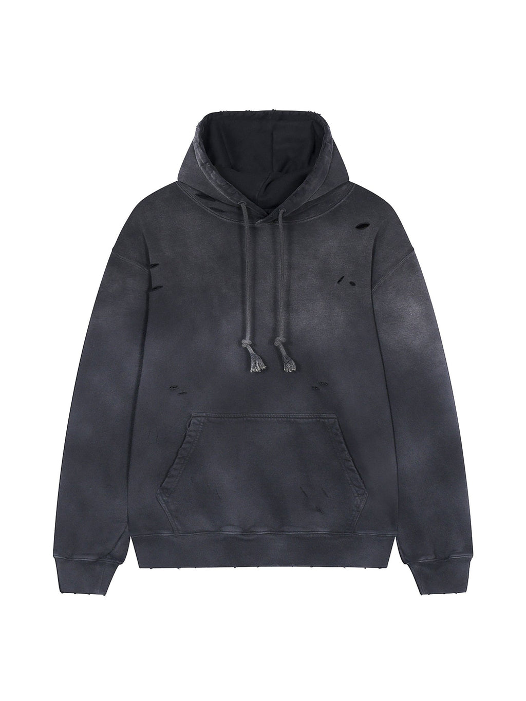 Heavyweight Pure Cotton Hand - Frayed Monkey Washed Hoodie - IVORYFLOW