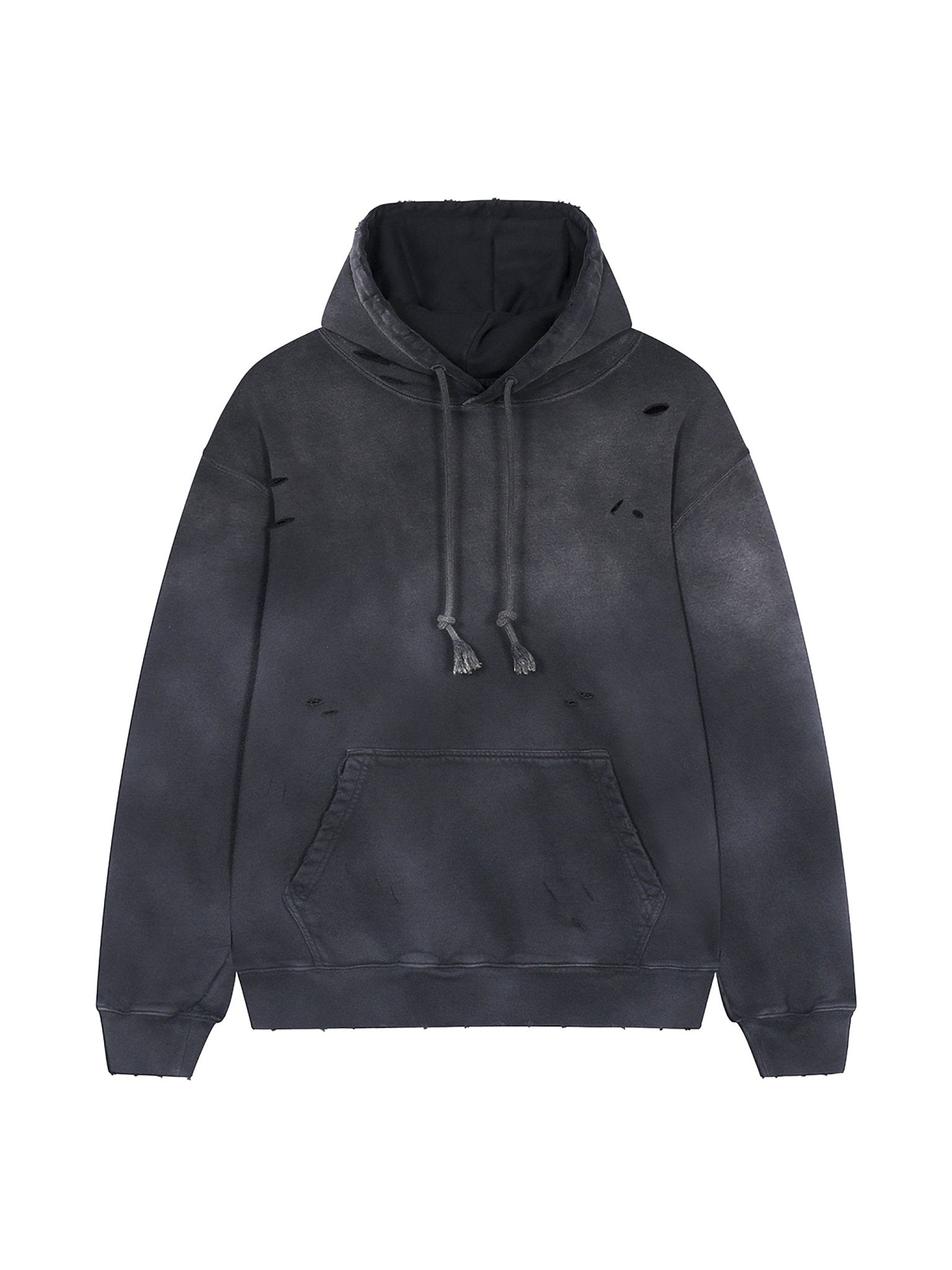 Heavyweight Pure Cotton Hand - Frayed Monkey Washed Hoodie - IVORYFLOW