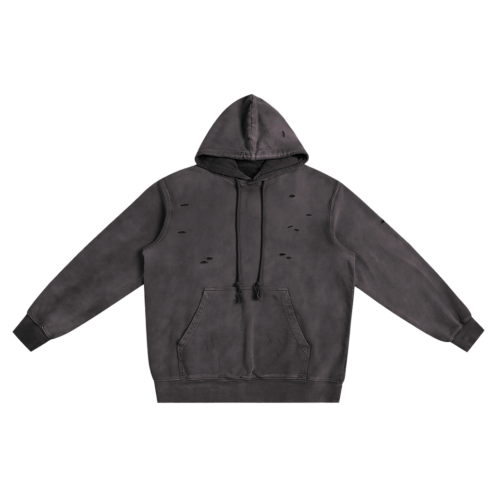 Heavyweight Pure Cotton Hand - Frayed Monkey Washed Hoodie - IVORYFLOW
