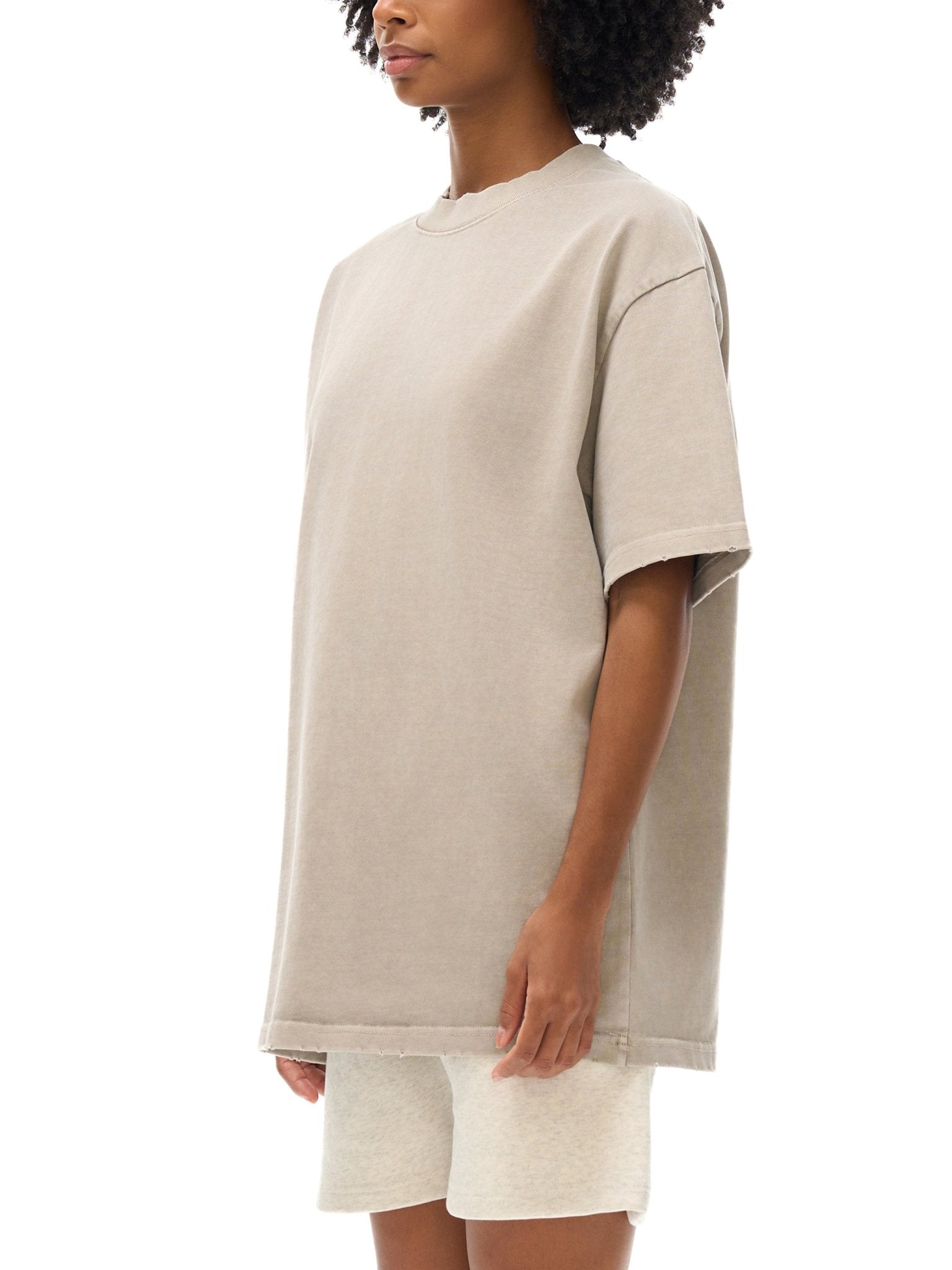 Heavyweight Vintage Washed Frayed T-Shirt - IVORYFLOW