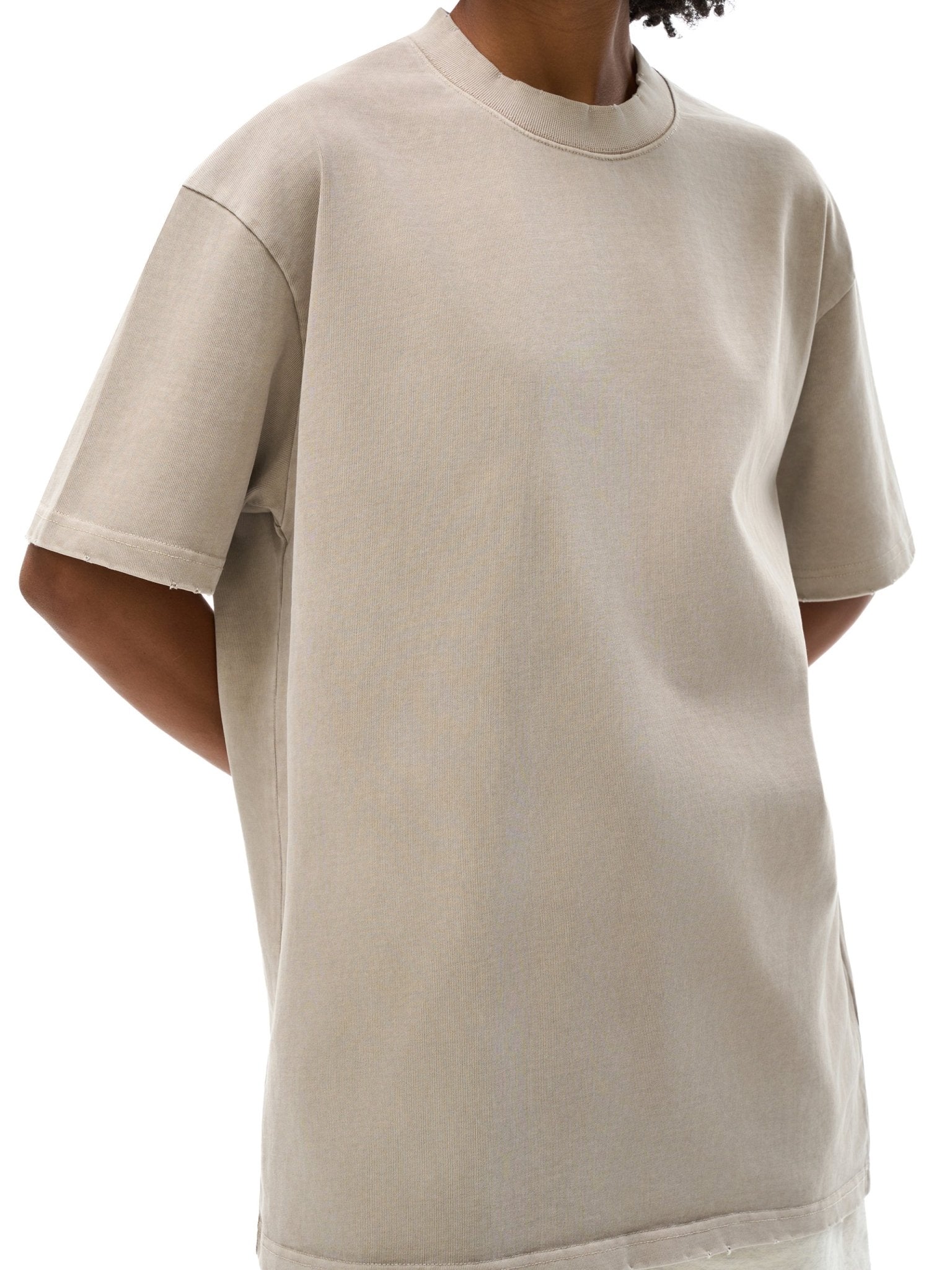 Heavyweight Vintage Washed Frayed T-Shirt - IVORYFLOW