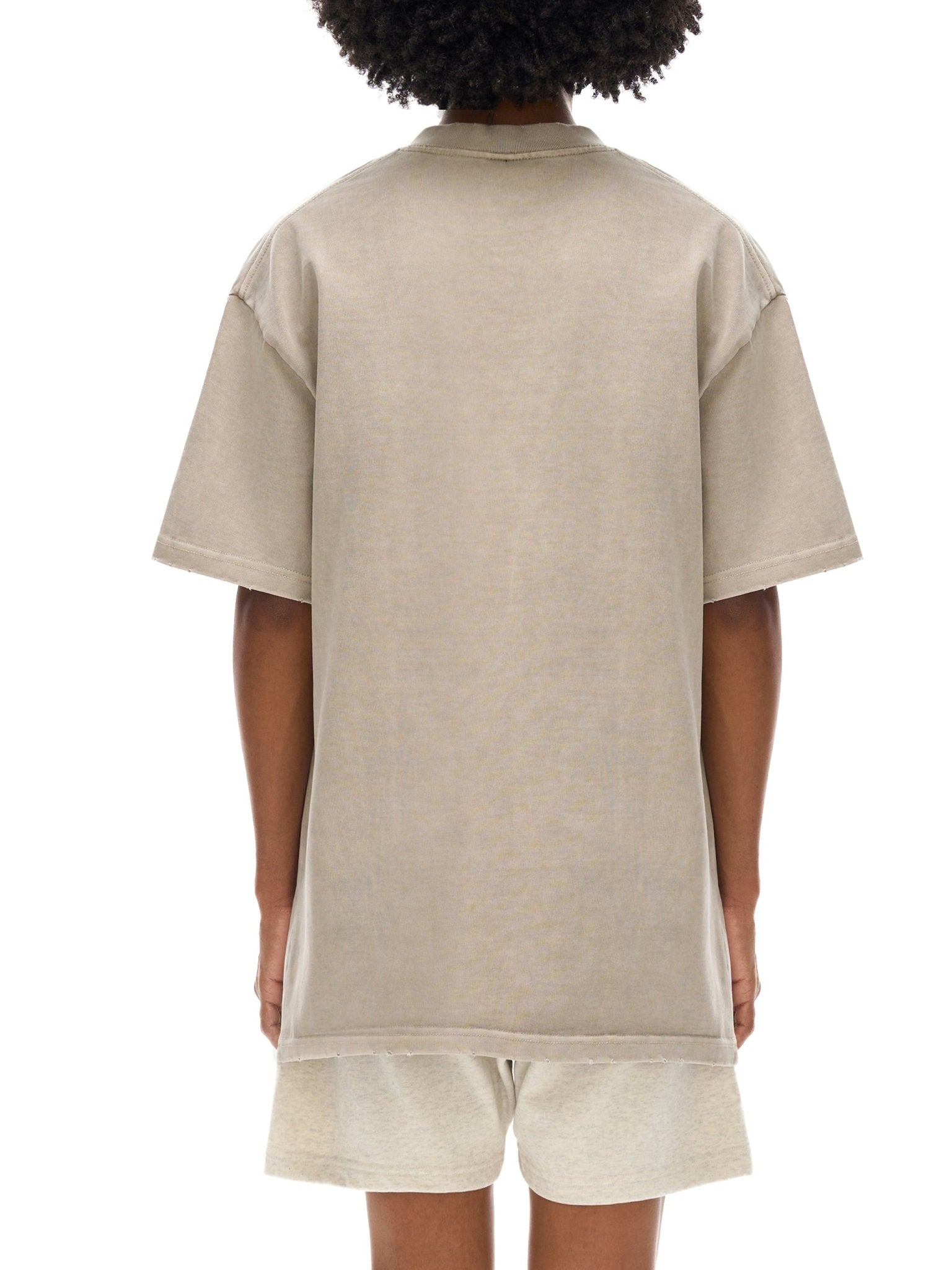 Heavyweight Vintage Washed Frayed T-Shirt - IVORYFLOW