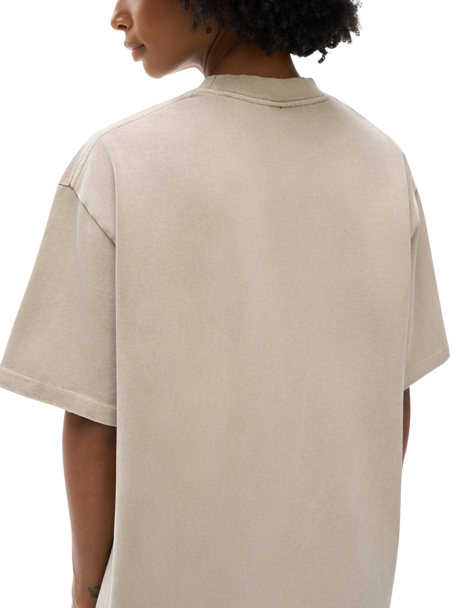 Heavyweight Vintage Washed Frayed T-Shirt - IVORYFLOW