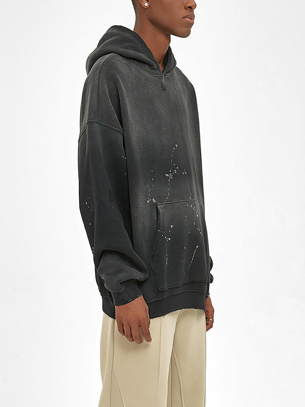 Vintage Wash Frayed Fleece Hoodie - 360 GSM - IVORYFLOW