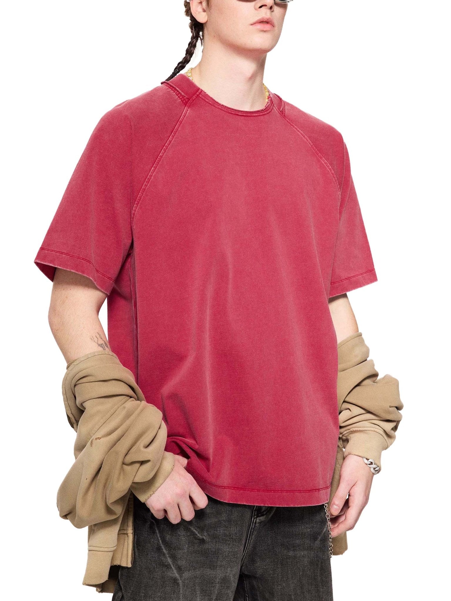 Vintage Washed Raglan Cotton T-Shirt - IVORYFLOW