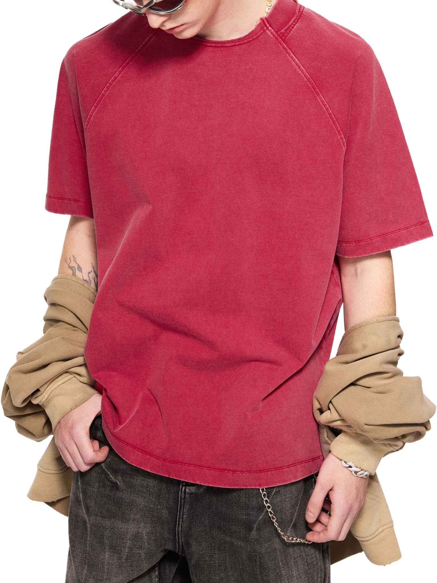 Vintage Washed Raglan Cotton T-Shirt - IVORYFLOW