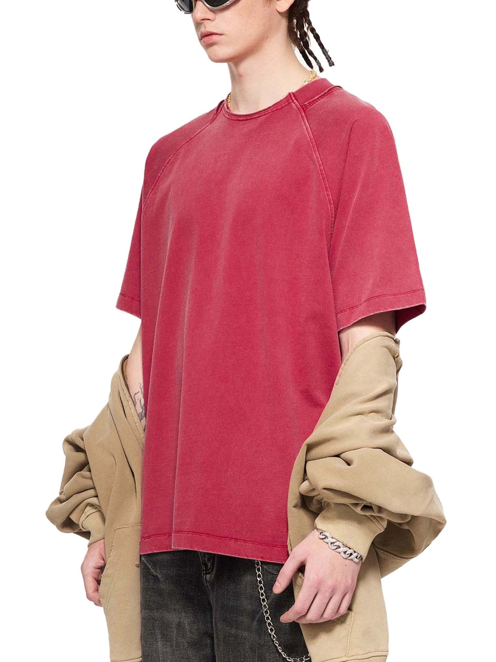 Vintage Washed Raglan Cotton T-Shirt - IVORYFLOW