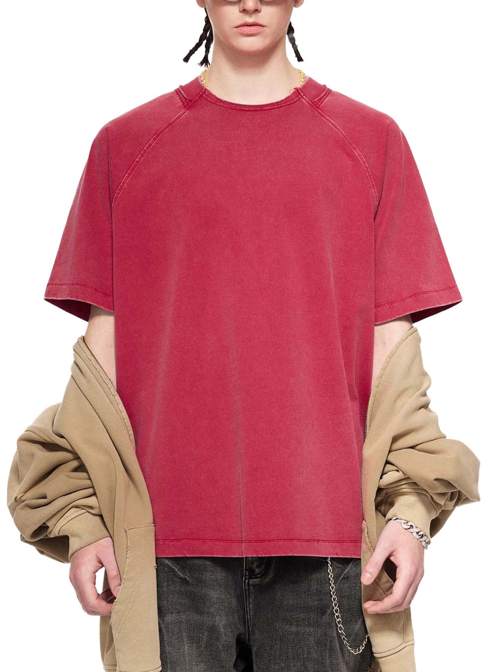 Vintage Washed Raglan Cotton T-Shirt - IVORYFLOW