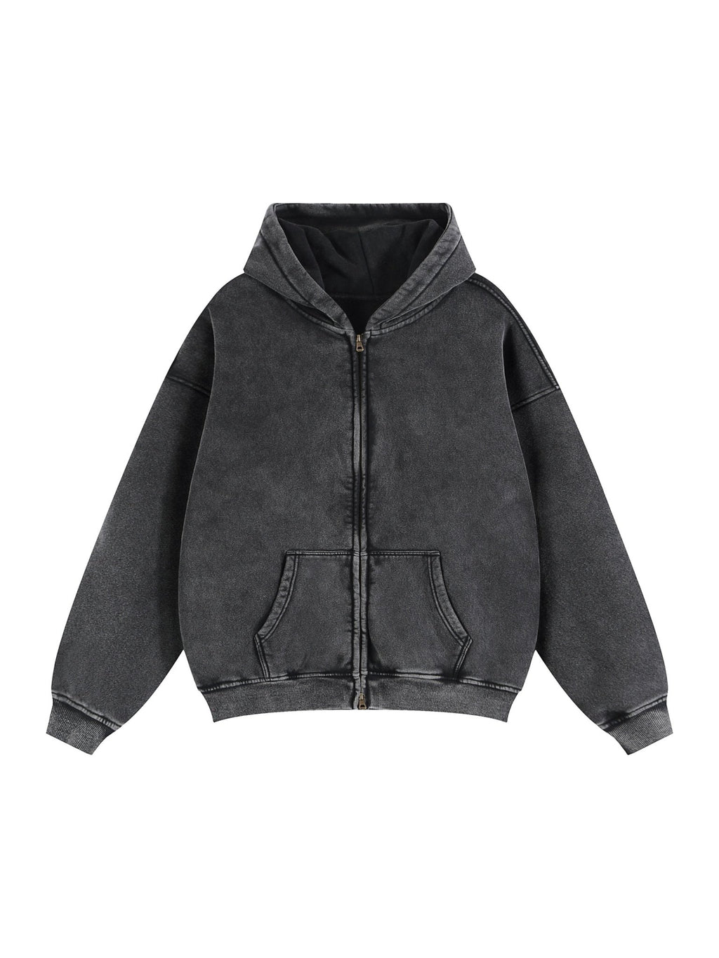 Zip - Through Boxy Fleece Hoodie - IVORYFLOW