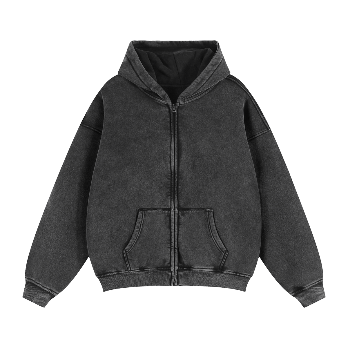 Zip - Through Boxy Fleece Hoodie - IVORYFLOW