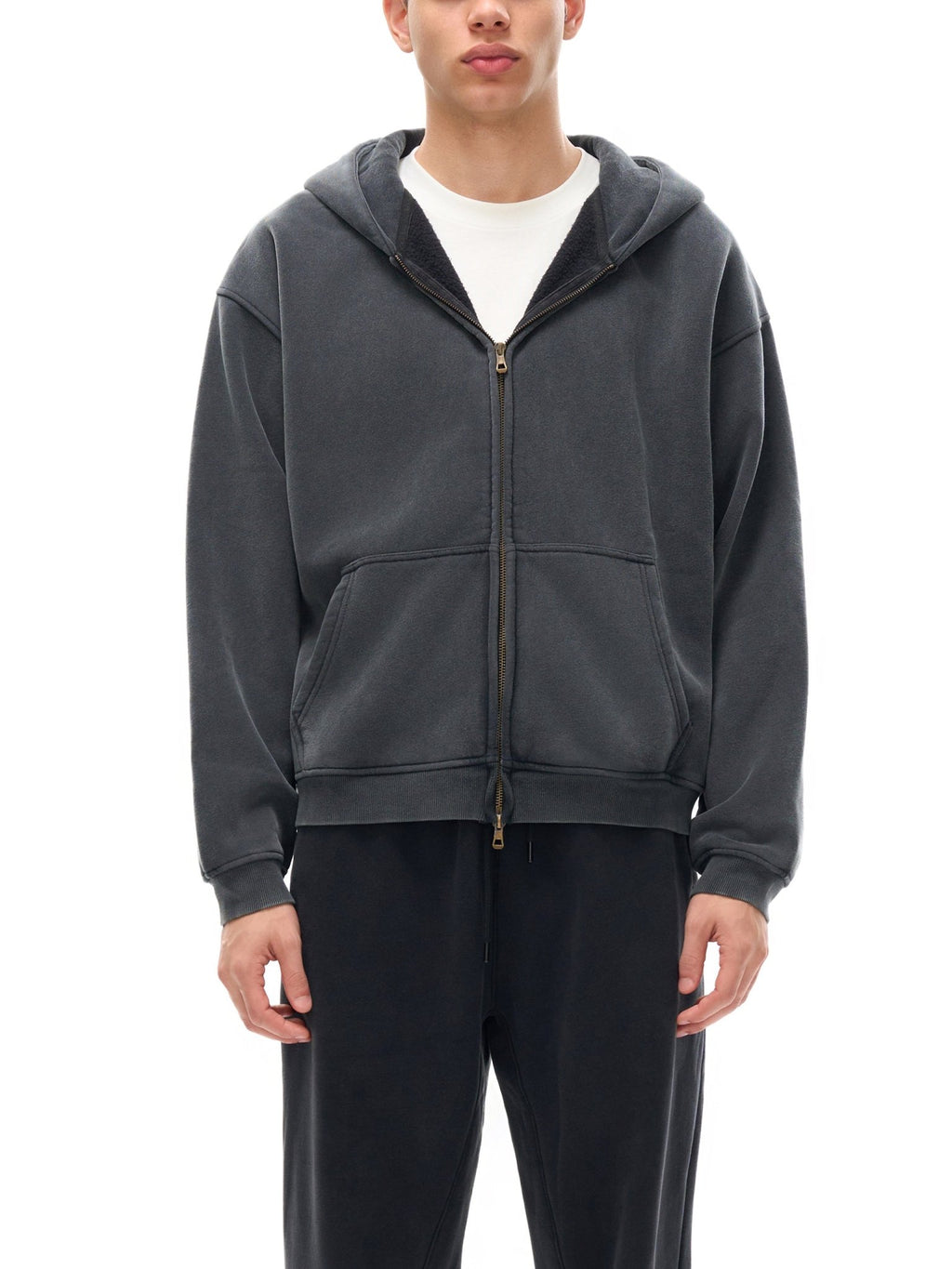 Zip - Through Boxy Fleece Hoodie - IVORYFLOW